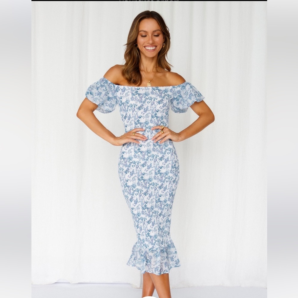 Hello Molly Blue Midi Dress Small